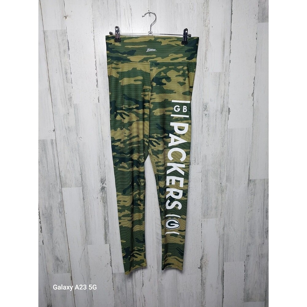 Zubaz NFL Women's Green Bay Packers Marled Camo Lines Leggings Size Large